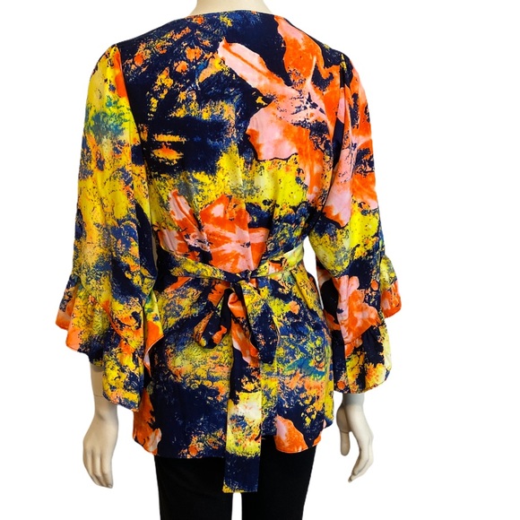 BETSEY JOHNSON Multicolored Flutter Sleeve Top M - Picture 3 of 7